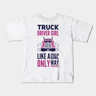 Truck Driver Girl Trucker Girls Kids T-Shirt